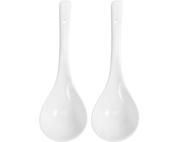 Grote porseleinen lepelset voor soep, eieren en desserts - Asian tafelservies, keramische eetlepels en serveerlepels