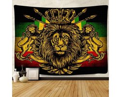 Grote Rasta Rastafari Tapestry van Zacht Flanel, 80 x 60 Inch, Leeuwenkroon Vlag Hippie Wanddecoratie voor Woonkamer en Slaapkamer