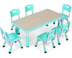 Grote Rechthoekige Kindertafel Set met 6 Stoelen Hoogte Verstelbaar 48 tot 60 cm Mee Groeit met uw Kind- Multi-Activiteits Tafel Set, Arts & Crafts Bureau 2-10 Oud- GROEN 6 Stoelen Voldoende Zitruimte Kinderen- Stevig Ontwerp & Stabiliteit & Duurzaam