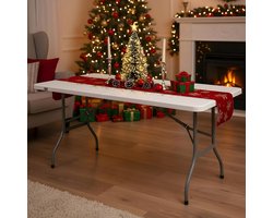 Grote Rechthoekige Klaptafel 180 cm Wit - Inklapbare Camping- en Tuintafel voor 6-8 Personen