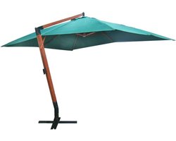 Grote Rechthoekige Parasol 300x400 cm - Houten Standaard en Hendel - Groen