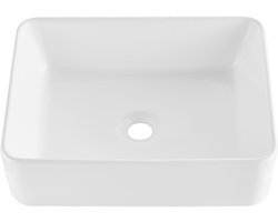 Grote, Rechthoekige Witte Keramische Wastafel voor Op Het Werkblad van de Badkamer. Moderne, Elegante Stijl. Goed Verpakt. Ideaal voor Badkamer, Hotel, Toilet, Camper, 19“ x 14.7”.