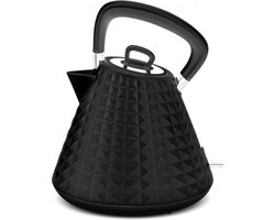 Grote Retro Waterkoker Zwart - Elektrische Waterkoker 1.7 Liter - RVS Waterkoker Met Snelkookfunctie - Draadloos 360° - Automatische Uitschakeling - Vintage Design Theeketel