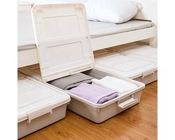 Grote rollende opbergbak 3 stuks voor onder het bed met wielen en deksel