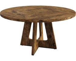 Grote Ronde Eettafel - Ø 120 cm - Geschikt voor 4 tot 6 Personen - Landelijk Design met Houten Poten - bruin (Exclusief Stoelen)