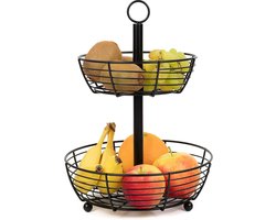 Grote ronde fruitborden etagère - stijlvolle fruitmand - 2 verdiepingen fruitschaal met etages. Fruitschaal