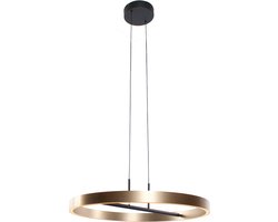 Grote ronde hanglamp Livello | Diameter 60 cm | Hoogte 160 cm | Een lichts | Zwart / goud | Eetkamer / woonkamer / slaapkamer / hal / keuken | modern design | led ring | eettafellamp