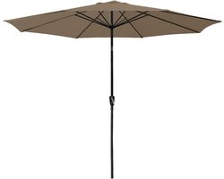 Grote Ronde Parasol 3,30m Taupe - Rechte Kantelbare Scherm met Zwengel