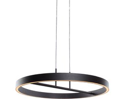 Grote ronde zwarte hanglamp Livello | Diameter 60 cm | Hoogte 160 cm | Een lichts | Zwart | Eetkamer / woonkamer / slaapkamer / hal / keuken | modern design | led ring | eettafellamp