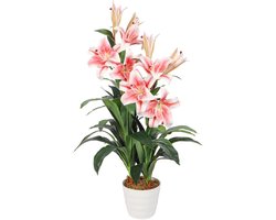 Grote Rose Kunst Lelie Plant | 90cm - Kunst lelieplant - sierplant voor binnen - Zijde kunstplant - Roze
