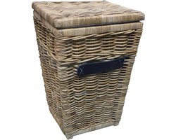 Grote Rotan Wasmand Grijs Riet - 40x40xH60 cm