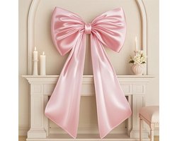 Grote roze strik voor coquette kamerdecoratie, 40x24 inch satijnen lint als coquette verjaardagsdecoratie, gigantische pastelroze hangende wanddecoratie voor ballerinameisje dat gewoon één wil zijn (interne stabiliteitslaag)