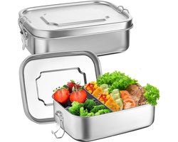 Grote RVS Lunchbox voor Volwassenen en Kinderen - 1200 ml Lekvrije Broodtrommel van Metaal