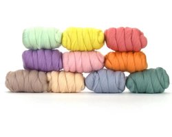 Grote Set Lontwol in Pastel – 10x25g Merinowol – Voor Vilten, Naaldvilten & Natvilten – 100% Wol