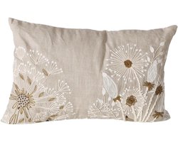 Grote Sierkussen Bloemen Beige 60 cm - Romantisch Woonaccessoire