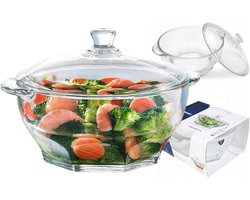 Grote Soepterrine met Deksel van Glas - 2,5 Liter - Geschikt voor Oven en Vaatwasser