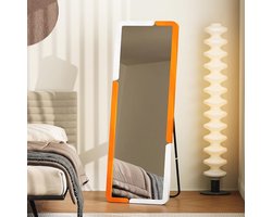 Grote Staande Spiegel 160 x 40 cm - Modern Houten Full-Body Spiegel voor Badkamer, Slaapkamer, Woonkamer en Kleedkamer - Verkrijgbaar in Wit en Oranje