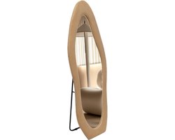 Grote Staande Spiegel Stoffering Taupe Velvet - Passpiegel 60x160 cm