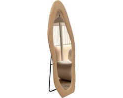 Grote Staande Spiegel Stoffering Taupe Velvet - Passpiegel 60x160 cm