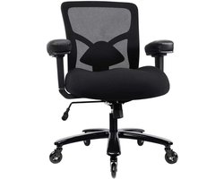 Grote & Stevige Kantoostoel tot 227 kg – Ergonomische Netstof Bureau Stoel Met Brede Zitting, Verstelbare Lendensteun, Metalen Onderstel, Rubber Wieltjes En 4D Armleuningen