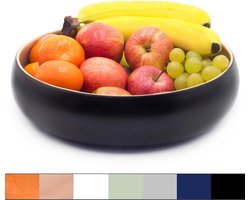 Grote stijlvolle bamboe fruitschaal zwart 30 cm - houten salade serveerschaal - keuken fruitmand of broodmand - tafeldecoratie - servies accessoires - thuiskeuken Fruitschaal