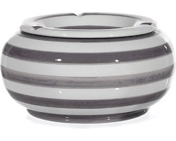 Grote stormasbak - grijs/wit gestreept - 23 cm - dolomiet - Rookwaren toebehoren/rokersbenodigdheden/tabak accessoires - Cadeau voor de roker