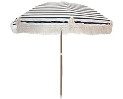 Grote Strandparasol met Houten Look Stalen Paal en Kantelfunctie UPF 50+