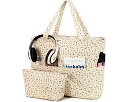 Grote strandtas dames - schoudertas met ritssluiting - waterdicht en zanddicht - handtas voor gym en zwembad - met nat compartiment - reizen zwembad Tote bag met rits