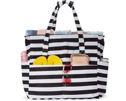 Grote strandtas voor dames, schoudertas, waterdicht, zanddicht, lichte strandtas, zwembad, reistas en ritssluiting