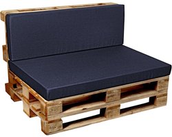 Grote Tuinkussens voor Loungebank Pallet Kussenset Zit en Rug 120x60 Donkerblauw