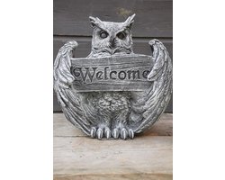 Grote uil met Welcome bord