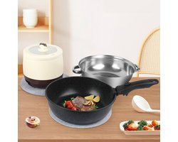 Grote vilten onderzetters - set van 4 - lichtgrijs - Ø 25 cm