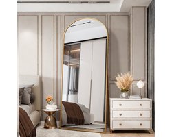 Grote Vloerspiegel – Staande Spiegel – Wandspiegel – Volledige Lengte Spiegel – Slaapkamer Spiegel – Gouden Metalen Frame – 80x180 cm – Duurzaam Glas