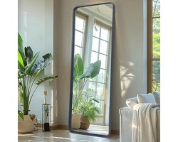 Grote Volledige Lichaam Spiegel met Diep Frame 161 x 52 cm Zwart