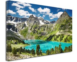 Grote Wanddecoratie op Canvas: Tafel en Berg Kunstprint voor Woonkamer of Slaapkamer