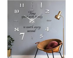 Grote Wandklok - DIY Klok - Modern Interieur - Stil Uurwerk - Verstelbaar 70-90cm - Zilver