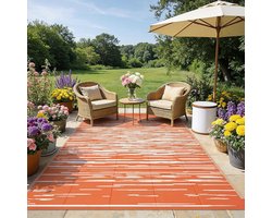 Grote Waterdichte Tuinmat 240 x 300 cm - Omkeerbare Plastic Stro Mat voor Buiten, UV-bestendig en Makkelijk Schoon te Maken, Perfect voor Balkon en Camping