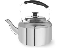Grote Waterketel met Deksel voor Gasfornhuis - 6L RVS, Theepot met Rubberen Handvat