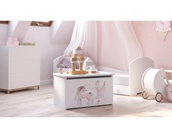 Grote Witte Commode en Speelgoedkist voor Kinderkamer met Uitschuifbare Lade