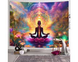 Grote Yoga Meditatie Wandkleed Boeddha Chakra Lotus Spiritualiteit Psychedelisch Landschap Wanddecoratie