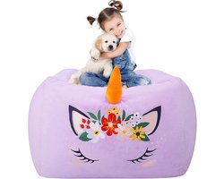 Grote Zitzak Stoel voor Knuffeldieren Opslag - Zachte Fluwelen Speelgoed Opberg Poef voor Kinderkamer