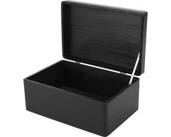 Grote Zwarte Houten Opbergdoos 30 x 20 x 14 cm - Documenten en Kostbaarheden opbergen