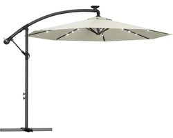 Grote Zweefparasol 300cm Aluminium met Solar LED Verlichting en UV-bescherming
