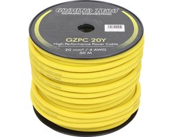 Ground Zero GZPC 20Y - Hoogwaardige CCA Stroomkabel - 20 mm² - Geel - Op Rol