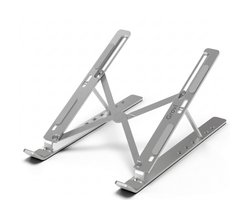 Grovi Laptop Standaard Verstelbaar - Office Laptop - Ergonomische Laptopstandaard Aluminium - Inklapbaar - 7 Standen - Voor Laptop en Tablet t/m 17 inch - Zilver