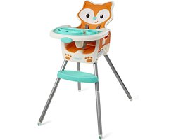 Grow-With-Me 4-in-1 kinderstoel, aanpasbare, ruimtebesparende babystoel, booster en peuterstoel, met herbruikbare onderzetter en vaatwasmachinebestendig dienblad, in vos-design