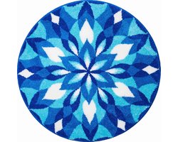 Grund Badmat, ultrazacht en absorberend, antislip, 5 jaar garantie, WINGS OF JOY, Mandala 80 cm rond, blauw