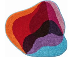 Grund Design badmat KARIM RASHID, Ultrazacht en absorberend, Antislip, 5 jaar garantie, KARIM 21, WC-sjabloon o.A. 60x60 cm, rood-blauw