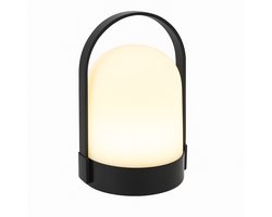 Grundig Draagbare Tafellamp - Werkt op Batterijen (excl. 3xAA) - Compact Design met Handgreep - Dimbare LED met Warm Wit Licht - Voor Binnen en Buiten - 20,5 x 13 x 13 cm - Wit met Zwarte Accenten