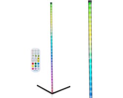 Grundig RGB LED Hoeklamp - Hoeklamp LED Staand - RGB Vloerlamp Met Muzieksensor en Afstandsbediening - 140 cm - Meerkleurig